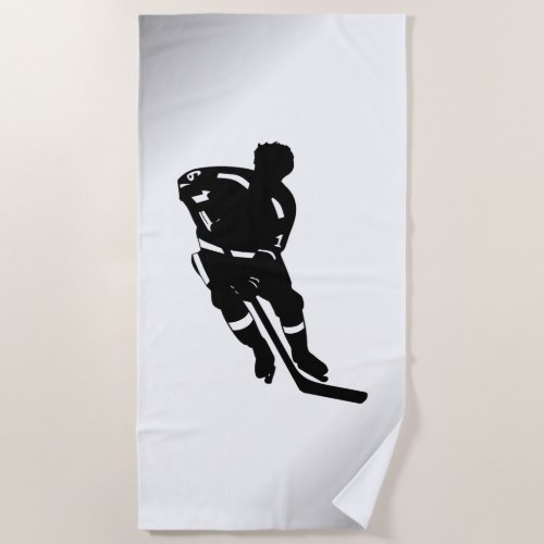 Hockey Player Sport Design Beach Towel