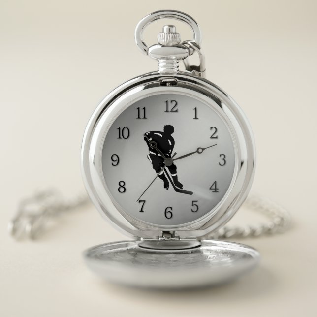 Hockey Player Sport Design Pocket Watch (Inside)