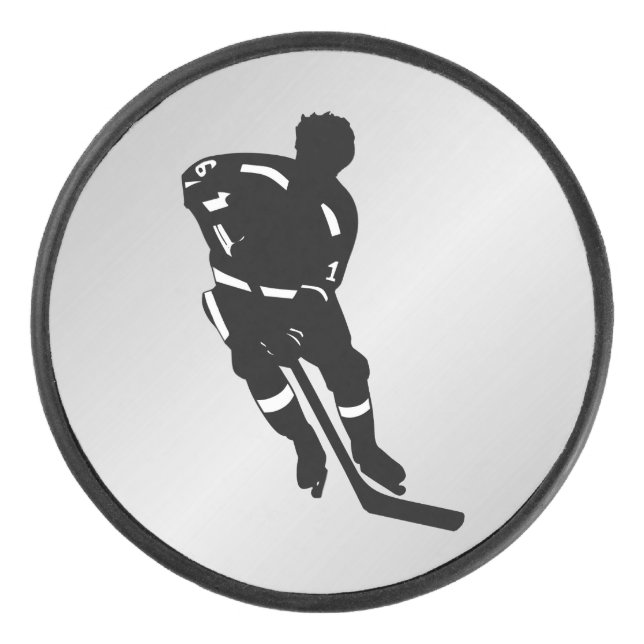 Hockey Player Sport Design Puck (Front)