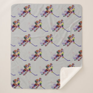 Hockey Player Sports Game Sherpa Blanket