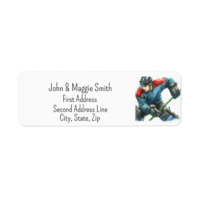 Hockey Player Sports Team  Label (Front)