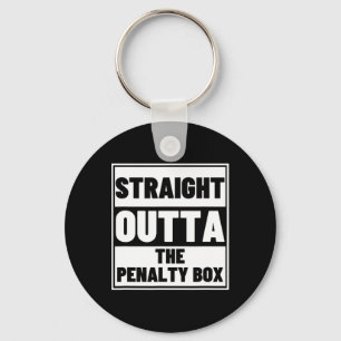 Hockey Player Straight Outta Penalty Box Funny Ice Keychain