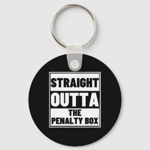 Hockey Player Straight Outta Penalty Box Funny Ice Keychain