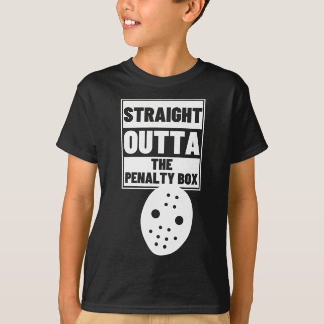 Hockey Player Straight Outta Penalty Box Funny Ice T-Shirt (Front)