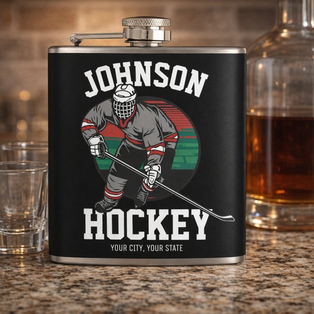 Hockey Player Team Athlete Ice Rink - Custom Flask (Creator Uploaded)