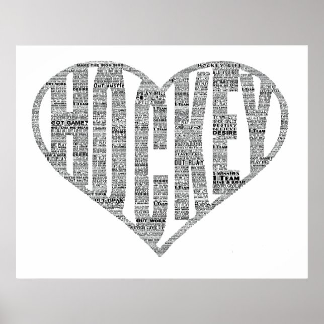 Hockey Player team coach Motivational Word Art Poster (Front)