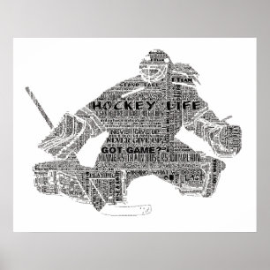 Hockey Player team coach Motivational Word Art Poster