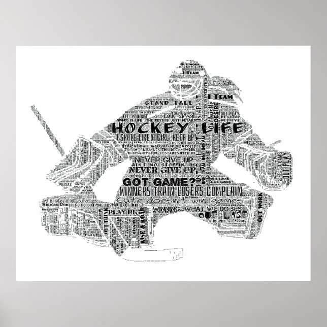 Hockey Player team coach Motivational Word Art Poster (Front)