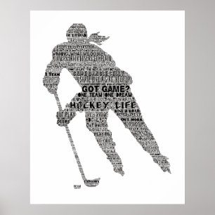 Hockey Player team coach Motivational Word Art Poster