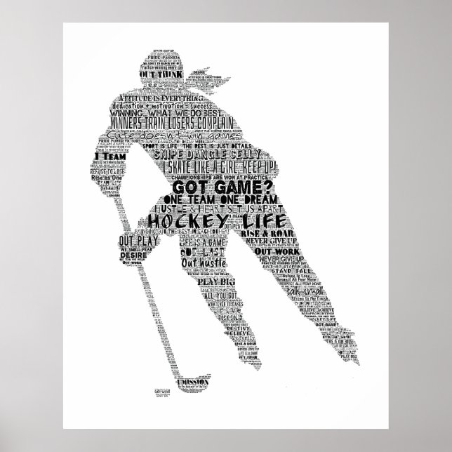 Hockey Player team coach Motivational Word Art Poster (Front)