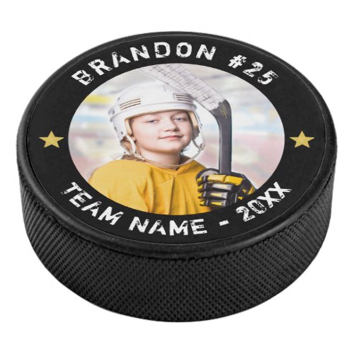 Hockey Player Team Photo Your Color Hockey Puck
