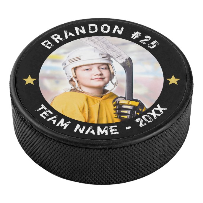 Hockey Player Team Photo Your Color Hockey Puck