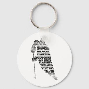 Hockey Player Text Art Keychain