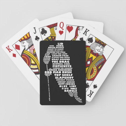 Hockey Player Text Art Playing Cards