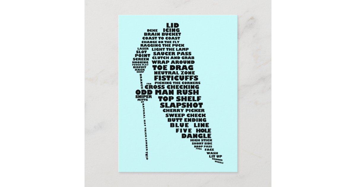 Hockey Player Text Art Postcard Zazzle