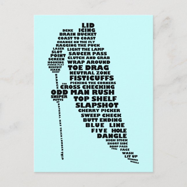 Hockey Player Text Art Postcard (Front)