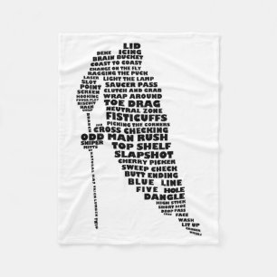 Hockey Player Tygraphy Art  Fleece Blanket