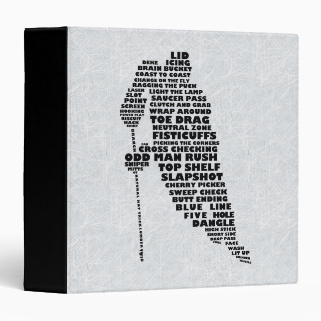 Hockey Player Typography 3 Ring Binder (Front/Spine)