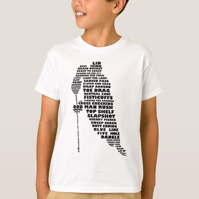 Hockey Player Typography Art T-Shirt (Front)