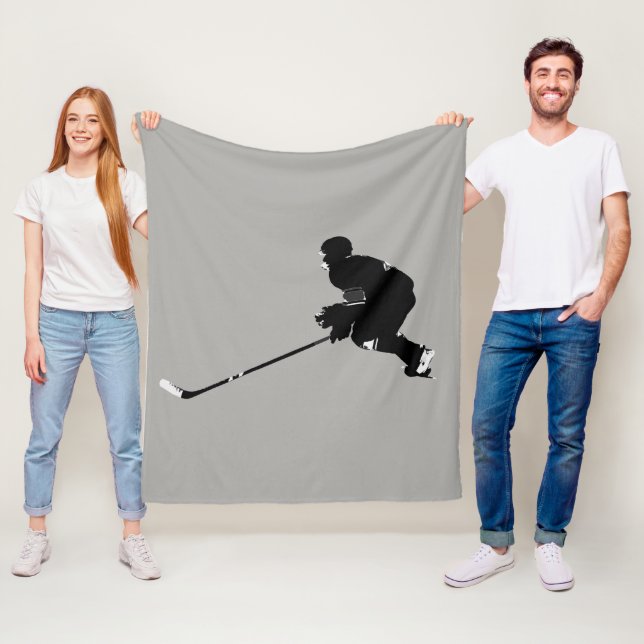Hockey Player - Winter Sports Fleece Blanket (In Situ)