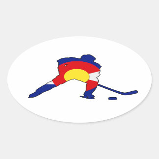 Hockey Player With Colorado Pride Oval Sticker