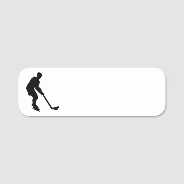 Hockey Player with stick silhouette Name Tag (Front)