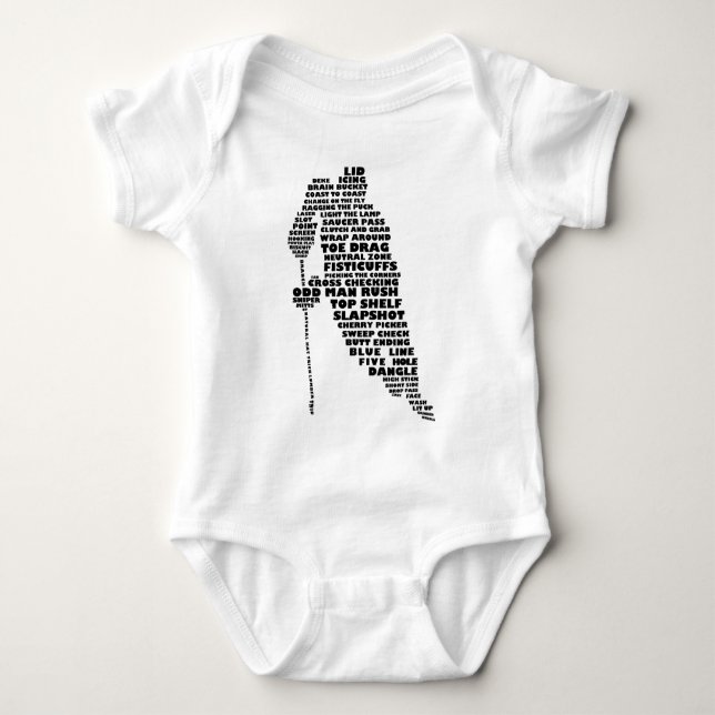 Hockey Player Word Art Baby Bodysuit (Front)