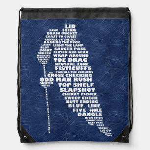 Hockey Player Word Art Drawstring Bag