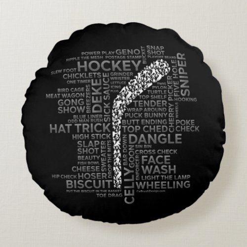 Hockey Players and Slang Round Pillow