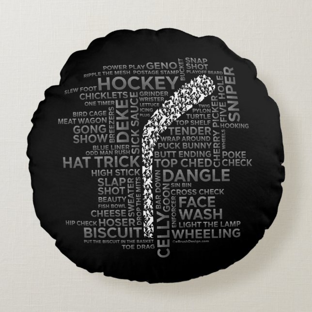 Hockey Players and Slang Round Pillow (Front)