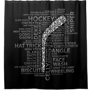 Hockey Players And Slang Shower Curtain by eBrushDesign at Zazzle