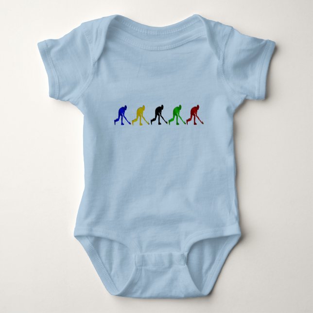 Hockey players field hockey stick and ball gifts baby bodysuit (Front)