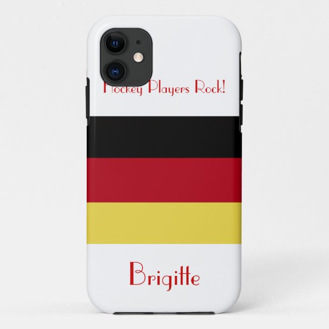 Hockey Players Rock!-German flag+Name Case-Mate iPhone Case (Back)
