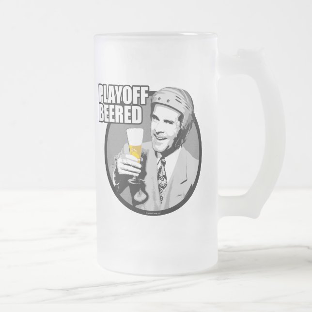 Hockey Playoff Beered Frosted Glass Beer Mug (Right)