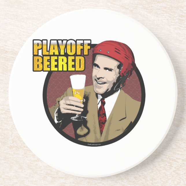 Hockey Playoff Beered Sandstone Coaster (Front)