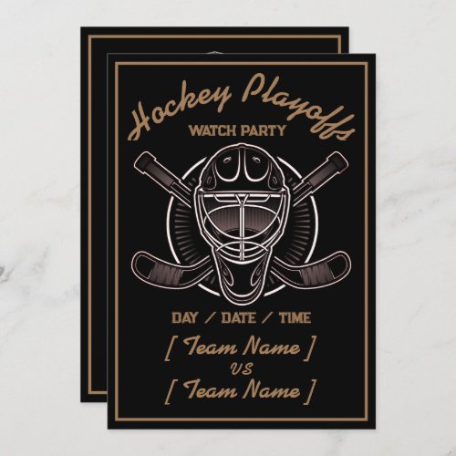 Hockey Playoffs Black And Gold Invitation