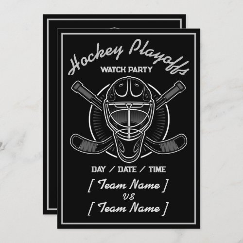 Hockey Playoffs Black And White Invitation