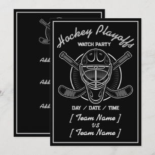 Hockey Playoffs Black And White Invitation