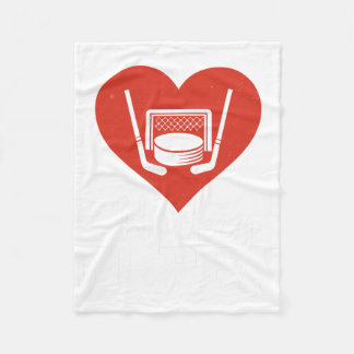 Hockey Poppa Hockey Heart Love  Fleece Blanket