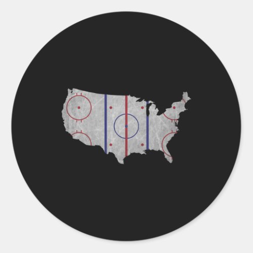 Hockey Pride Usa Map Design  Classic Round Sticker