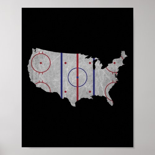 Hockey Pride Usa Map Design  Poster