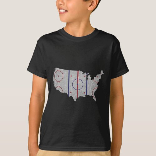 Hockey Pride Usa Map Design  T_Shirt