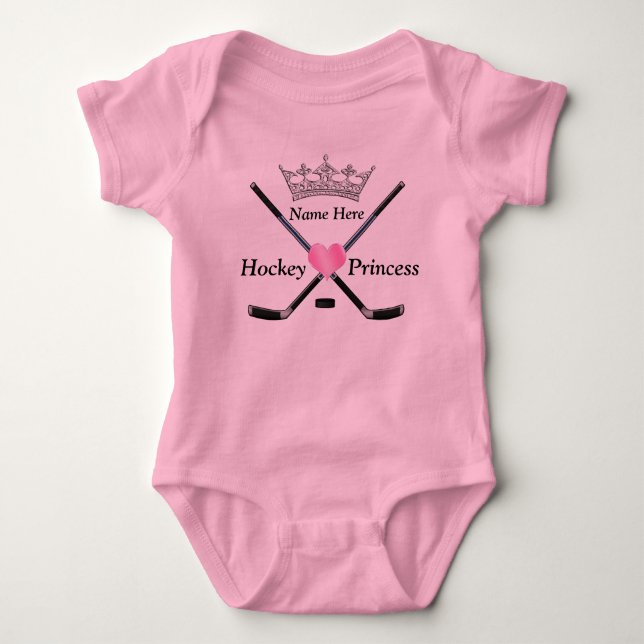 Hockey Princess Baby Girl Hockey Clothes with NAME Bodysuit (Front)