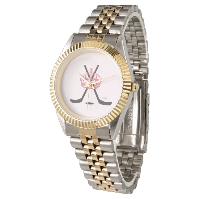 Hockey Princess ~ Hockey Mom Two Tone Watch (Angled)