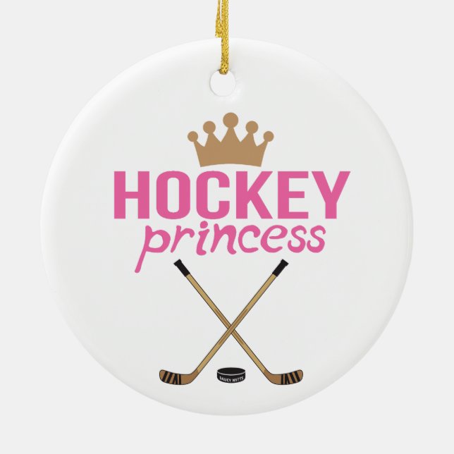 Hockey Princess Pink Ceramic Ornament (Back)