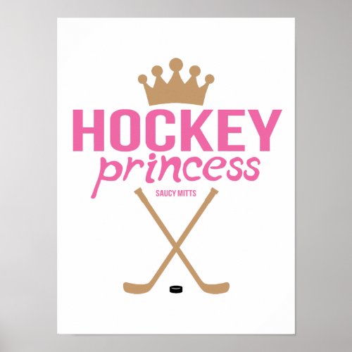 Hockey Princess Pink Girls Hockey Sticks Poster