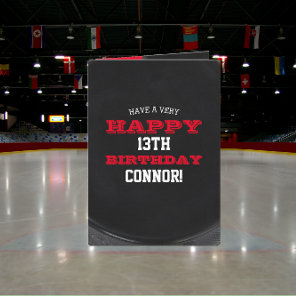 Hockey Puck Add Your Name and Year Birthday Card