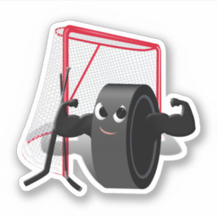 Hockey Puck and Goal Net Sports Sticker