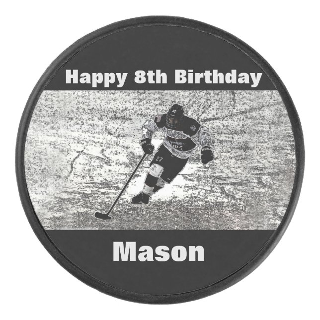 Hockey Puck Birthday Personalized (Front)