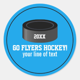 Hockey Puck Custom Team Name, Year, Your Text Classic Round Sticker
